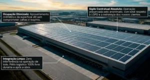 Ilustração conceitual de uma usina zero grid conectando fontes de energia renovável, como painéis solares e turbinas eólicas, a um sistema de armazenamento de baterias inteligentes